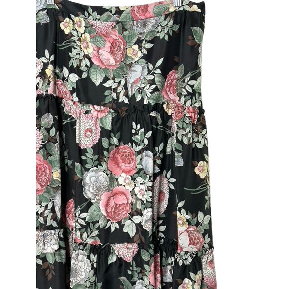 Vintage 70's Personal Division of Leslie Fay Rose Print Tired Maxi Skirt Size 18 - Picture 5 of 8